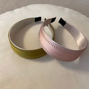 Lot of 2 Girl’s Headband. 1 Pink, 1 Green. Both w/ Gold Detailing. New w/o Tags.